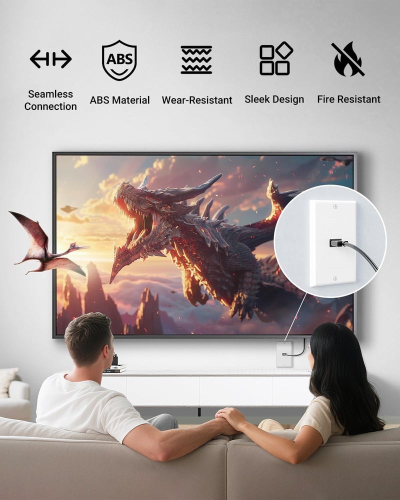 VCELINK HDMI Wall Plate, 2 Pack 4K HDMI Wall Plate with Pigtail, Supports 4K@60 Hz HDR ARC, HDMI Outlet for Home Theater (2-Port) - Image 5